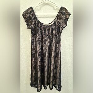 [Macy’s] Black Lace Overlay Dress